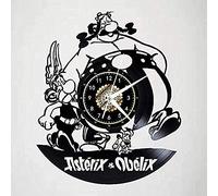 TIANZly Astérix et Obélix Disque Vinyle Horloge Murale LED Lumineux nostalgique Silhouette Record Fait à la Main Chambre décoration Cadeau 12 Pouces