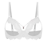 TiaoBug Adulte Soutien Gorge sans Doublure Et À Mamelons Exposés Balconnet sans Bonnets Soutiens Gorge Cupules pour Femmes Soutien Ouvre Soirée Blanc XL