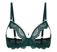 TiaoBug Adulte Soutien Gorge sans Doublure Et À Mamelons Exposés Balconnet sans Bonnets Soutiens Gorge Cupules pour Femmes Soutien Ouvre Soirée Vert foncé M