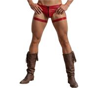 TiaoBug Boxer Cuir Homme Similicuir Culotte sous Vêtements De Latex pour Hommes Culottes Courtes Boxers Calcinaires Boxer pour Hommes Rave Rouge L