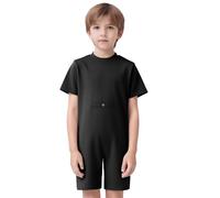 TiaoBug Combinaison de Toilette Enfant Fille Garçon Coton Grenouillère pour Patients Handicapés Pyjama Une Pièce Manches Longues avec Fermeture Eclair Arrière 5-16 Ans Noir 7-8 ans