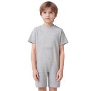 TiaoBug Combinaison de Toilette Enfant Fille Garçon Coton Grenouillère pour Patients Handicapés Pyjama Une Pièce Manches Longues avec Fermeture Eclair Arrière 5-16 Ans Gris 13-14 ans