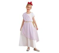 TiaoBug Enfant Fille Costume Déesse Grecque Déguisement Toge Romaine Grec Robe Médiévale Princesse Romaine Costume Carnaval Halloween Fêtes 5-16 Ans Violet 15-16 ans