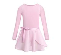 TiaoBug Enfant Fille Justaucorps Gymnastique Tutu Robe Danse Classique Ballet Patinage Body Combinaison Bodysuit et Jupe Danse Ensemble Sport Yoga Dancewear 3-14 Ans Rose 12-14 ans