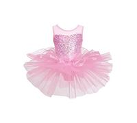 TiaoBug Enfant Fille Robe Danse Classique Tutu Ballet Paillette Justaucorps Gymnastique Leotards Latine Jazz Tango Patinage Artistique Robe Princesse Soirée 3-10 Ans Rose 12 Ans
