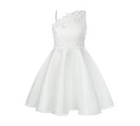 TiaoBug Enfant Fille Robes de Mariage Blanche Robe Demoiselle d'honneur Florale Dentelle Robe Princesse Soirée Cérémonie Anniversaire Fête Robes de Carnaval 3-14 Ans Ivoire 11-12 Ans