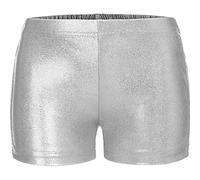 TiaoBug Enfant Fille Short de Danse Gymnastique Brillant Short de Ballet Latine Shorts de Sport Yoga Collant Pantalon Courte Running Fitness Shorty Caleçon 3-12 Ans Argenté B 13-14 Ans
