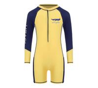 TiaoBug Enfant Garçon Maillot de Bain 1 Pièce Anti-UV Costume de Natation Imprimée Manche Longue Combinaison de Surf Plongée Avant Fermeture éclair Swimsuit 4-14 Ans Jaune 5-6 Ans