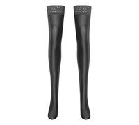 TiaoBug Femme Bas Autofixants Résille Brillant Jarretière Bas pour Porte-jarretelles Hauts de Cuisse Chaussettes Hautes Erotique Lingerie Noir A Taille unique