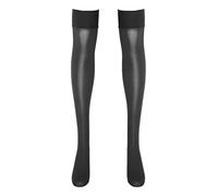 TiaoBug Femme Bas Autofixants Résille Brillant Jarretière Bas pour Porte-jarretelles Hauts de Cuisse Chaussettes Hautes Erotique Lingerie Noir Taille unique