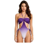 TiaoBug Femme Une Pièce Maillot De Bain Extrême String Monokini Swimsuit Combinaison Kawaii D'Anime Maillot De Bain Surf Natation Boîte Nuit Violet M