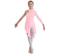TiaoBug Justaucorps Gymnastique Enfant Fille Tutu Robe Danse Classique Ballet à Paillettes Manche Longue Robe Patinage Artistique Latine Jazz Tango Soirée 2-16 Ans Rose G 9-10 Ans