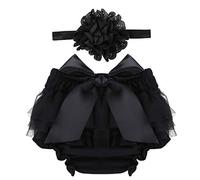 TiaoBug Mignon Bébé Fille Garçon Culotte Bloomer Couvre Couche Tutu Short avec Bandeau Set Floral N?ud Papillon Tenues de Prop Photographie Ensemble 0-9 Mois Noir 0-3 Mois