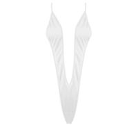 TiaoBug Monokini Femme Sexy Maillot de Bain Mankini Bikini Culotte de Bain Combinaison Col V Profond Erotique Lingerie de Nuit Bodycon Extensible Blanc M