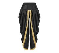 TiaoBug Pantalon Dhoti Traditionnel Brodé Enfant Garçon Soie Pantalons Dhoti Elastique Prêt à l'Emploi Costume Danse du Ventre Ethnique Indien Pantalon Sarouel Yoga Noir 5-6 ans