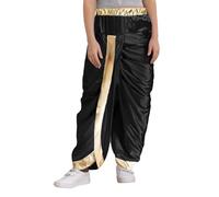 TiaoBug Pantalon Long Dhoti Traditionnel Enfant Garçon Pantalon Dhoti Prêt à l'Emploi Costume Indien Arabe Cosplay Halloween Carnaval 5-16 Ans Noir 5-6 ans