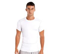 TiaoBug Rashguard Homme Manches Courtes T-Shirt Sport Anti-UV UPF 50+ Sechage Rapide Maillot de Bain Surf Natation Plongée Plage S-3XL Blanc M