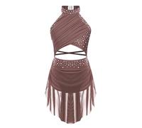 TiaoBug Robe Danse Classique Enfant Fille Justaucorps Gymnastique Léotard de Ballet Danse Robe Danse Latine Jazz Rumba Salsa Valse Tango Performance Dancewear 5-16 Ans Rose poussiéreux G 11-12 ans