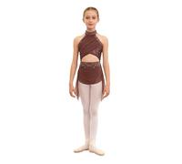 TiaoBug Robe Danse Classique Enfant Fille Justaucorps Gymnastique Patinage Ballet Costume Danse Contemporaine Lyrique Dancewear 5-16 Ans Rose poussiéreux G 11-12 ans