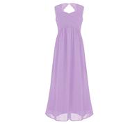 TiaoBug Robe Princesse Soirée Fille Longue Robe de Demoiselle d'honneur Mariage Cérémonie Robes de Bal Carnaval Fête A-Ligne 4-14 Ans Lavender A 7-8 Ans