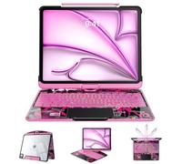 Tiaota Étui transparent avec clavier pour Air 11" (M4/M3/M2) et Air 11" (4-5e générations) et iPad Pro 11" (1/2/3/4ème), clavier iPad rotatif à 360° + 180°, écran LCD, porte-crayon, rétroéclairage 7