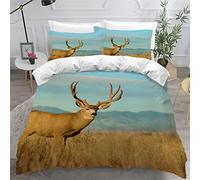 TiaoTian Housse De Couette 220x240 Cerf 3D Parure De Lit et Fermeture éclair Linge De Lit et Oreillers Adulte Couvre Lit Souple Microfibre Parure De Lit 2 Personnes Animaux Nature