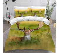 TiaoTian Housse De Couette 240x260cm Cerf Forêt Motif 3D Parure De Lit avec Fermeture Éclair 100% Microfibre Sets de Housse Couette avec 2 Taies d'oreiller 50x75cm Animaux Nature
