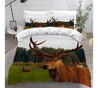 TiaoTian Housse De Couette 240x260cm Cerf Forêt Motif 3D Parure De Lit avec Fermeture Éclair 100% Microfibre Sets de Housse Couette avec 2 Taies d'oreiller 50x75cm Animaux Nature