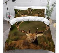 TiaoTian Housse De Couette Cerf Forêt 3D Motif hypoallergique Housse de Couette en Microfibre Parure de Lit avec Fermeture Éclair Animaux Nature Enfant Parure de Lit 140x200 cm