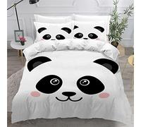 TiaoTian Parure De Lit 200X200 Panda Housse De Couette Garçon Fille avec 2 Taie d'oreiller 50X75 3 Pièces Animal Dessin Animé Mignon Parure De Lit 2 Personnes en Microfibre avec Fermeture Éclair