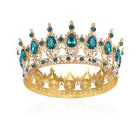 Tiara Complète Ronde Fille Couronne de Mariage Cristal Couronne de Reine Baroques Tiaras Étincelantes Strass Princesse Carnaval Bijoux de Tête pour Costume de Reine Mariage Bal de Promo Anniversaire