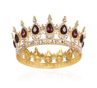 Tiara Complète Ronde Fille Couronne de Mariage Cristal Couronne de Reine Baroques Tiaras Étincelantes Strass Princesse Carnaval Bijoux de Tête pour Costume de Reine Mariage Bal de Promo Anniversaire