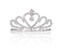 Tiara Cristal Couronne, Diadème avec Strass Peigne pour Concours de Kit de Couronne Anniversaire Birthday Girl Anniversaire Cortège Halloween Coiffure Cadeau (argent)