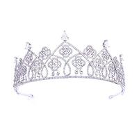 Tiaras de mariée Tiaras Tiara Rhingestone Decorated Bride Tiara Hair Barrets Hairband Coil Clip Loop Crown Queen Couronne (Couleur: Silver Taille: 15,5 * 6,5 cm)
