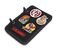 Tiardey 1 Ensemble de livret de Patchs, Support de Patchs Rabattable de 4 Pages, Mini Panneau d'affichage de Badges avec Clip en D Amovible pour Affichage de Patchs, Plaque de Crochet Noir