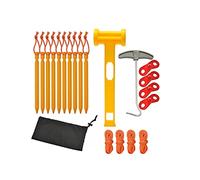Tiardey 10Pcs Ensemble de piquets de tente légers en aluminium, kit d'accessoires pour piquets de tente piquets de tente, marteau en plastique, extracteur de clous avec sac pour camping facile - jaune