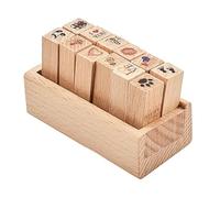 Tiardey 12 Pcs Mini Tampons en Caoutchouc en Bois Mignon DIY Diary Scrapbook Stamps Set avec Bo?Te en Bois - Amour + Mariage