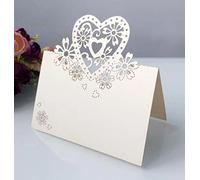 Tiardey 20pcs découpé en Forme de Coeur Creux numéro de Table de Mariage nom Lieu Carte décoration de fête de Mariage - Ivoire