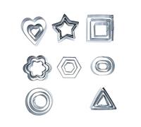 Tiardey 24 pièces Ensemble de Mini moules à Biscuits en Forme géométrique Diamant carré Coeur Triangle Rond Petit Cercle Cuisson moules en métal en Acier Inoxydable