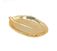 Tiardey en Forme de Feuille d'or Petit Plat à Bijoux en céramique collation Dessert Assiettes de Service Plateau Porte-Bracelet pour Contenant de Sucre fête de Mariage décorative