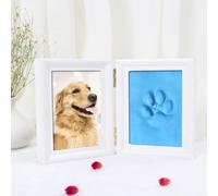 Tiardey Ensemble d'empreintes de Pattes de Chien et de Chat, Cadre Photo en Bois, plâtre 3D - boîte à Souvenirs, Cadre Photo et Empreintes d'animaux de Compagnie, décoration Murale