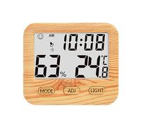 Tiardey Hygromètre numérique Jauge d'humidité de la température avec horloges de Bureau rétro-éclairé Affichage précis de l'heure Thermomètre de pièce pour Bureau de Chambre à Coucher