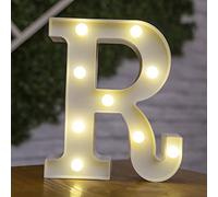 Tiardey Lettre Allume la Forme de Symbole de LED, Lampes de Table de chapiteau en Plastique d'alphabet, fête de Mariage d'anniversaire Tous Les Jours à la Maison tenture Murale Decor-R