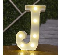 Tiardey Lettre Allume la Forme de Symbole de LED, Lampes de Table de chapiteau en Plastique d'alphabet, fête de Mariage d'anniversaire Tous Les Jours à la Maison tenture Murale Decor-J