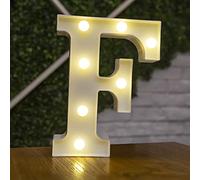 Tiardey Lettre Allume la Forme de Symbole de LED, Lampes de Table de chapiteau en Plastique d'alphabet, fête de Mariage d'anniversaire Tous Les Jours à la Maison tenture Murale Decor-F