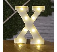 Tiardey Lettre Allume la Forme de Symbole de LED, Lampes de Table de chapiteau en Plastique d'alphabet, fête de Mariage d'anniversaire Tous Les Jours à la Maison tenture Murale Decor-X