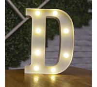 Tiardey Lettre Allume la Forme de Symbole de LED, Lampes de Table de chapiteau en Plastique d'alphabet, fête de Mariage d'anniversaire Tous Les Jours à la Maison tenture Murale Decor-D