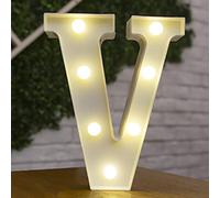 Tiardey Lettre Allume la Forme de Symbole de LED, Lampes de Table de chapiteau en Plastique d'alphabet fête de Mariage d'anniversaire Tous Les Jours à la Maison tenture Murale Decor-V