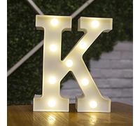 Tiardey Lettre Allume la Forme de Symbole de LED, Lampes de Table de chapiteau en Plastique d'alphabet, fête de Mariage d'anniversaire Tous Les Jours à la Maison tenture Murale Decor-K
