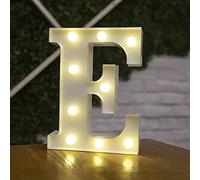 Tiardey Lettre Allume la Forme de Symbole de LED, Lampes de Table de chapiteau en Plastique d'alphabet, fête de Mariage d'anniversaire Tous Les Jours à la Maison tenture Murale Decor-E